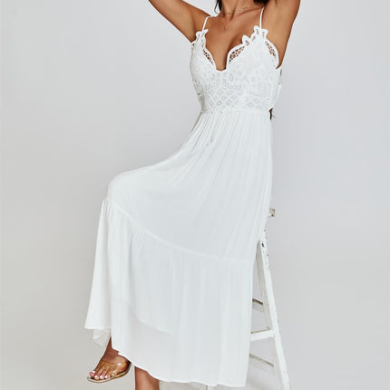 Lace Top Maxi Dress In White