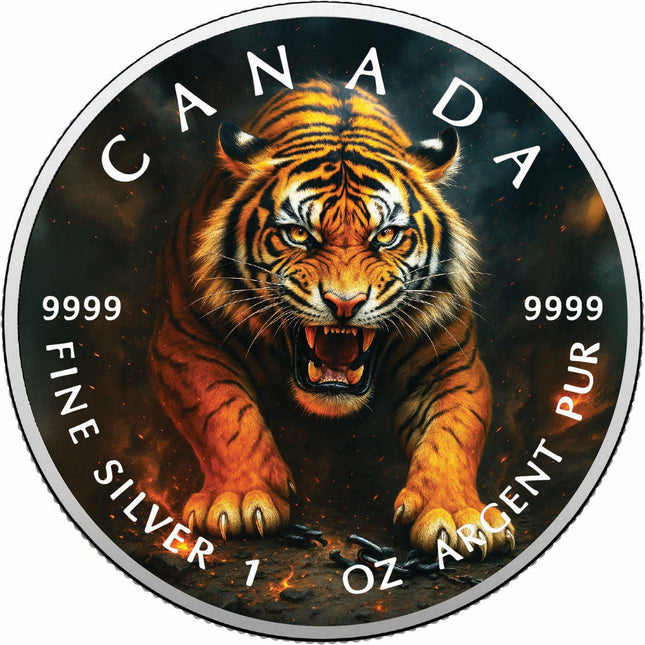 2025 Canada 1oz 9999 Silver BU The Fireborn Fury Colourized