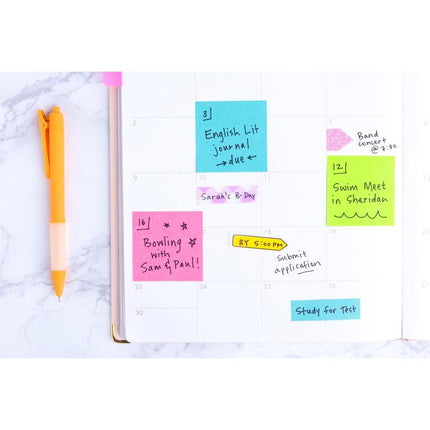Post-it® Notes, Poptimistic Collection, 38 mm x 51 mm, 100 Blatt/Block, 12 Blöcke/Packung, Kartonverpackung, 100% PEFC, SGSCH-PEFC-COC-110078 | Packung (1 Stück)