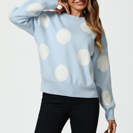 Dot Pattern Knitted Jumper In Blue