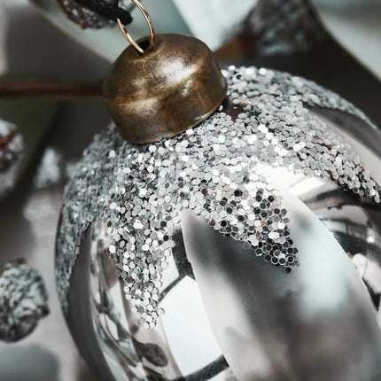 Weihnachtskugel Star grau