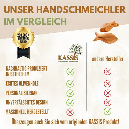 Fisch Handschmeichler aus Olivenholz | Kleiner Glücksbringer als Geschenk zur Taufe, Kommunion & Geburt