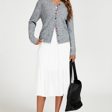 Rainbow Buttons Cardigan In Grey