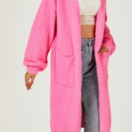 Relaxed Cozy Soft Cardigan In Fuchsia Pink