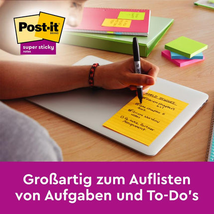 Post-it® Notes im Großformat, Gelb, Liniert, 101 mm x 101 mm, 300 Blatt/Block, 1 Block/Packung, 100% PEFC, SGSCH-PEFC-COC-110078 | Packung (1 Stück)