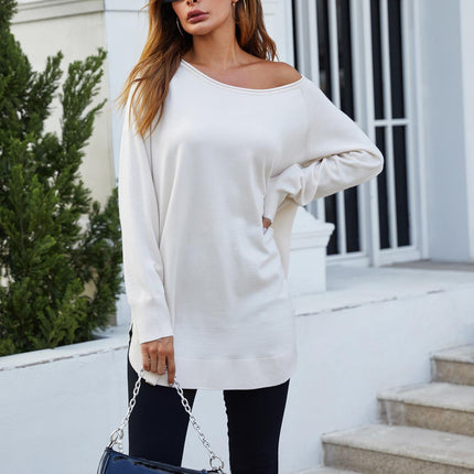 Oversize Knitted Jumper Top In Ecru