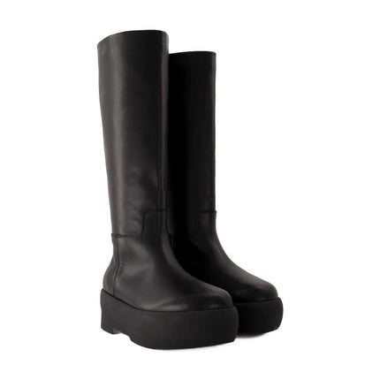 Stiefeletten Tubular aus schwarzem Leder
