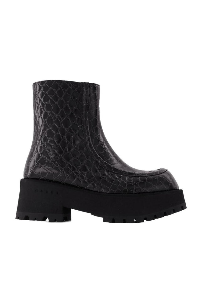 Stiefeletten mit Reißverschluss aus schwarzem Leder