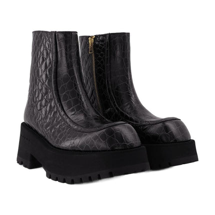 Stiefeletten mit Reißverschluss aus schwarzem Leder