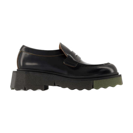 Sponge Loafer Ankle Boots - Off White - Black/Militaire - Leather