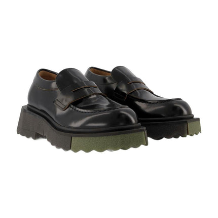 Sponge Loafer Ankle Boots - Off White - Black/Militaire - Leather
