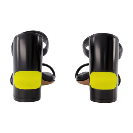 Bulky Slides - Off White - Black/Yellow - Leather