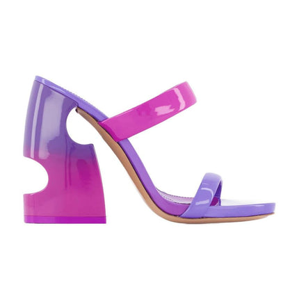 Bulky Slides - Off White - Fuschia/Purple - Patent Leather