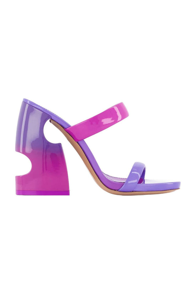 Bulky Slides - Off White - Fuschia/Purple - Patent Leather
