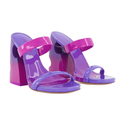 Bulky Slides - Off White - Fuschia/Purple - Patent Leather