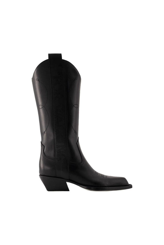 Ankle Boots For Walking - Off White - Leder - Schwarz