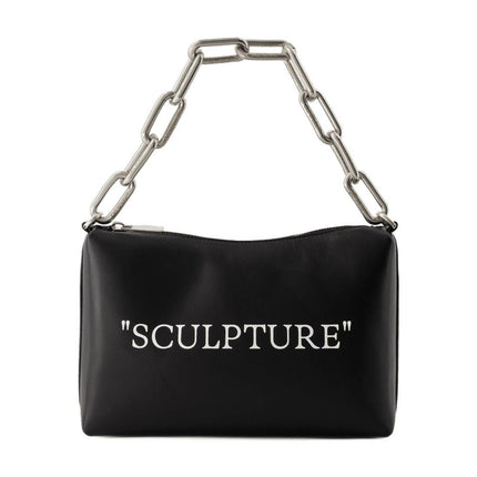 Block Quote Tasche - Off White - Leder - Schwarz/Silber