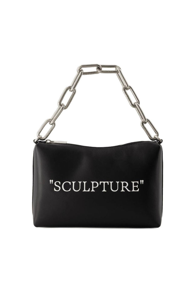 Block Quote Tasche - Off White - Leder - Schwarz/Silber