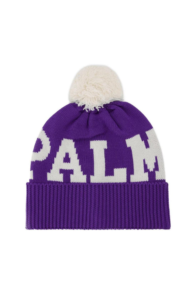 Mütze Logo Pompon weiß und violett