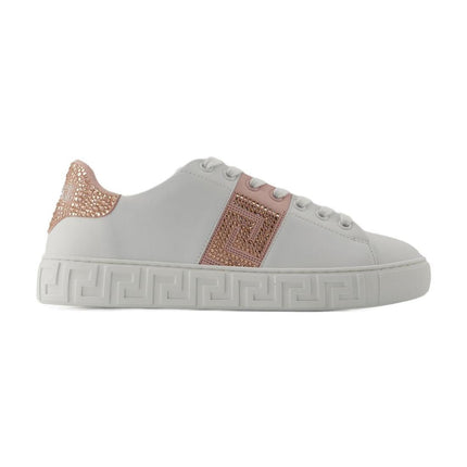 La Greca Sneakers - Versace - Baumwolle - Weiß/Pink