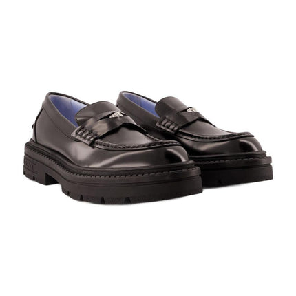 Flache Schuhe Loafers Calf Leather - Versace - Leder - Schwarz