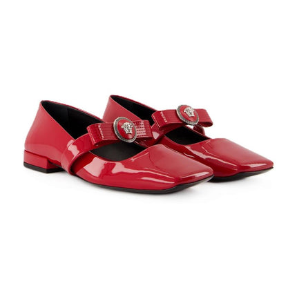 Flache Schuhe Gianni Ribbon - Versace - Leder - Rot