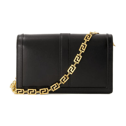 Wallet On Chain Greca Goddess - Versace - Leder - Schwarz