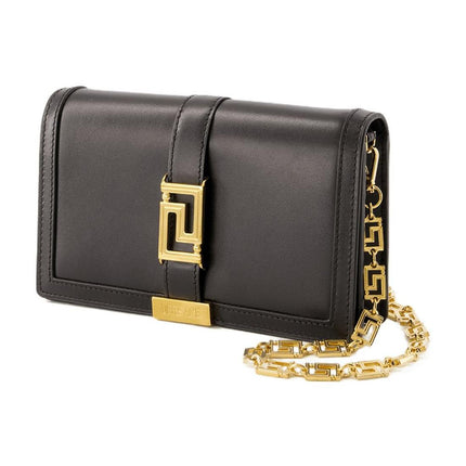 Wallet On Chain Greca Goddess - Versace - Leder - Schwarz