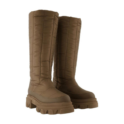 Tall Puffer Stiefeletten aus Khaki Poly