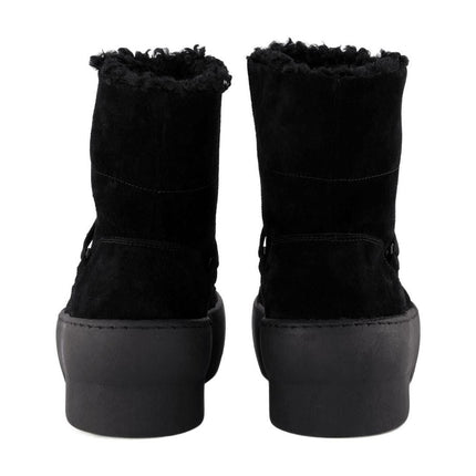 Chunky Sole Schnürstiefeletten aus schwarzem Leder