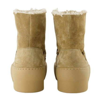 Chunky Sole Schnürstiefeletten aus Leder Beige