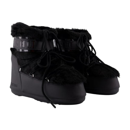 Icon Low Stiefeletten - Moon Boot - Kunstpelz - Schwarz