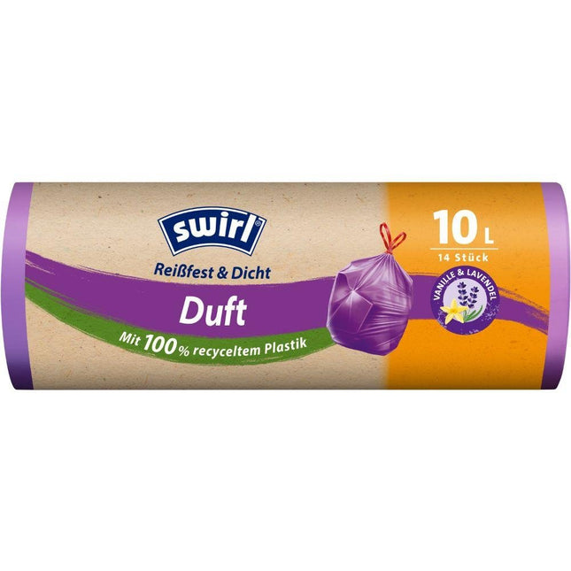 Swirl Duft-Müllbeutel Vanille-Lavendel 10 l Reißfest & Dicht hochkant | Rolle (14 Beutel)