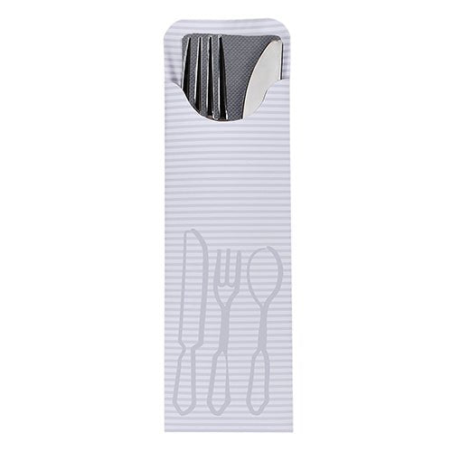 PAPSTAR 100 Bestecktaschen 23,5 cm x 7,3 cm inklusive farbiger Bistro Serviette
