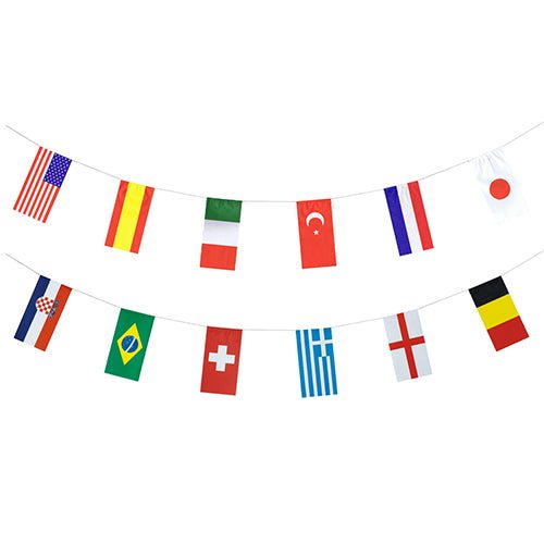 PAPSTAR Flaggenkette Papier, 10 m, schwer entflammbar, 32 Nationen | Beutel (1 Stück)