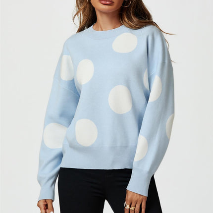 Dot Pattern Knitted Jumper In Blue