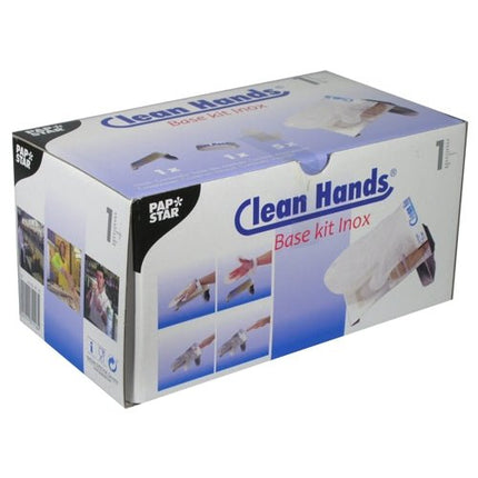PAPSTAR Clean Hands Base Kit, Edelstahl, 11,5x12,7x22 cm, silber | Faltschachtel (1 Stück)