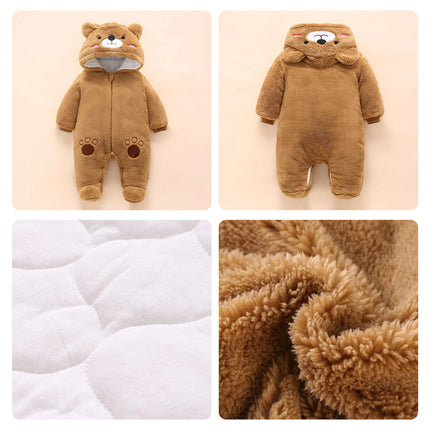 Baby Winter Schneeanzug Baby Strampler, Junge und Mädchen Einteiliger Anzug mit Kapuze, Kleinkind Oberbekleidung Schneeanzug Set Dick und Warm,Blau 3-6 Monate