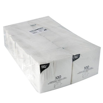 PAPSTAR Servietten 1-lagig, 33x33 cm, weiß, ideal für Feste | Packung (1200 Stück)