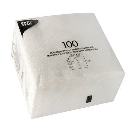 PAPSTAR Servietten 1-lagig, 33x33 cm, weiß, ideal für Feste | Packung (1200 Stück)