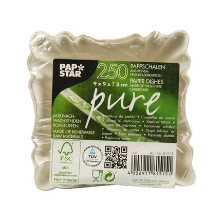 PAPSTAR 100 Schalen, Pappe "pure" eckig weiss