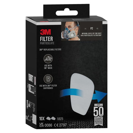 3M™ Partikelfilter 5925, P2, 10 Paar/Packung | Packung (1 Stück)