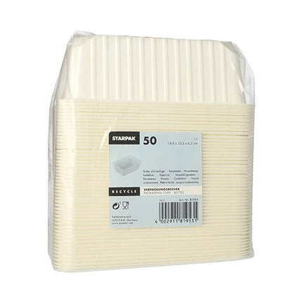 Starpak 50 Verpackungsbecher, PP 1 l 6,3 cm x 18,6 cm x 13,3 cm weiss | Folie (50 Stück)