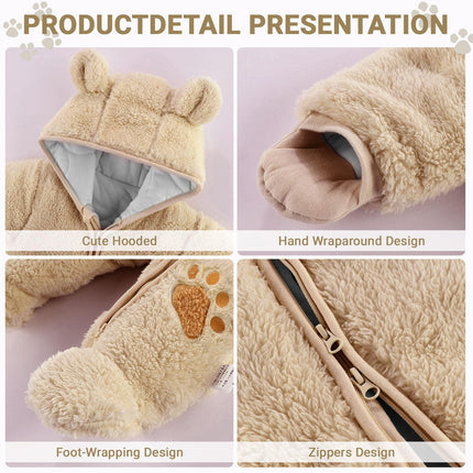 Baby Schneeanzüge Winter Overall mit Kapuze Fleece Strampler Mädchen Jungen Warm Outfits- Gr. 0-3 Monate (59 cm), Gelb