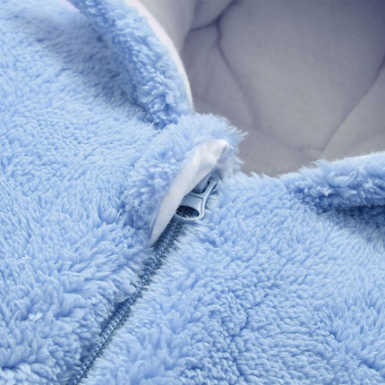 Baby Winter Schneeanzug Baby Strampler, Junge und Mädchen Einteiliger Anzug mit Kapuze, Kleinkind Oberbekleidung Schneeanzug Set Dick und Warm,Blau 3-6 Monate