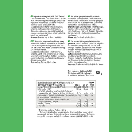 EASIS Fruchtgummis Ohne Zuckerzusatz, Kalorienarme Gummibärchen mit Süßstoff auf natürlicher Basis, Verschiedene Fruchtgeschmäcker, Weingummi Süßigkeiten, Gesunder Snack für Kinder & Erwachsene, 80g