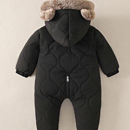 NEAWEALY Baby Winter Overall Mädchen Jungen Schneeanzüge Neugeborene Fleece Gefüttert Strampler Warmer Jumpsuit mit Kapuze
