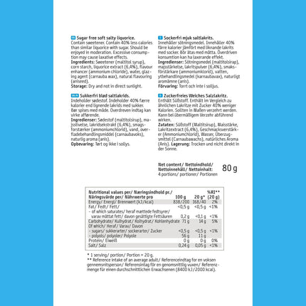 EASIS Gesalzene oder Gesüßte Lakritze Süßigkeiten Ohne Zuckerzusatz | Gesunder Snack mit Süßstoff auf natürlicher Basis für Kinder & Erwachsene, 1x80g
