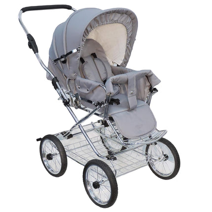 EICHHORN Kinderwagen Kombikinderwagen Komplett-Set, 0-3 Jahre, umbaubar zum Sportwagen, inklusive Babytragetasche, Stoff Grau, ECCO-Räder
