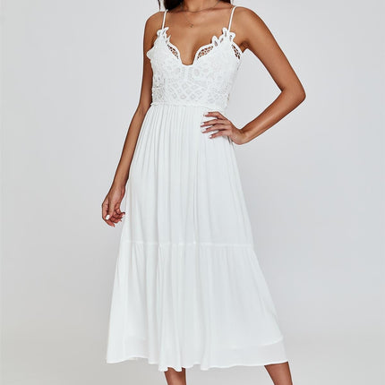 Lace Top Maxi Dress In White